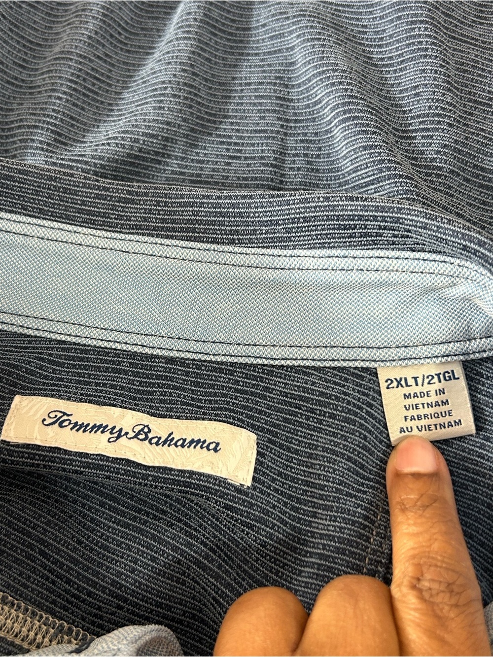 Tommy Bahama Men’s 2XLT Long Sleeve Polo Shirt Blue Gray Striped Big Tall - Picture 3 of 6